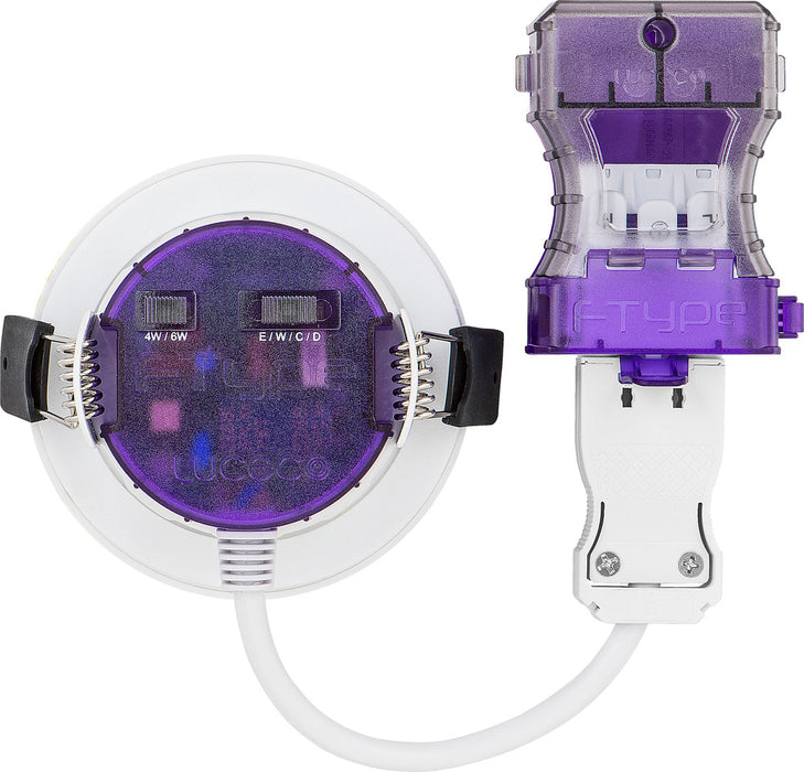 Luceco UTR6WCCT FType Ultra 4W/6W 750lm Power Change & 4 Colour CCT 2700K/3000K/4000K/6000K Dimmable IP65 White - Regressed - westbasedirect.com