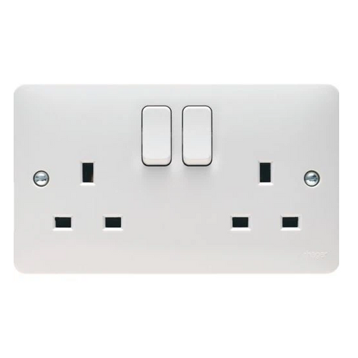 Hager WMSS82 Sollysta White Moulded 13A 2 Gang DP Switched Socket - westbasedirect.com