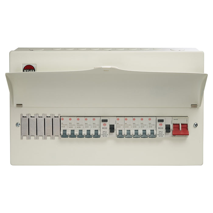 Wylex WNM1770 15 Way High Integrity Consumer Unit + 100A Main Switch, 2x80A 30mA Type A RCD & 10 MCBs - westbasedirect.com