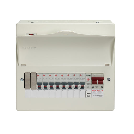 Wylex WNM2635L 10 Way Consumer Unit + 100A Main Switch with SPD & 8x Type A 30mA RCBOs - westbasedirect.com