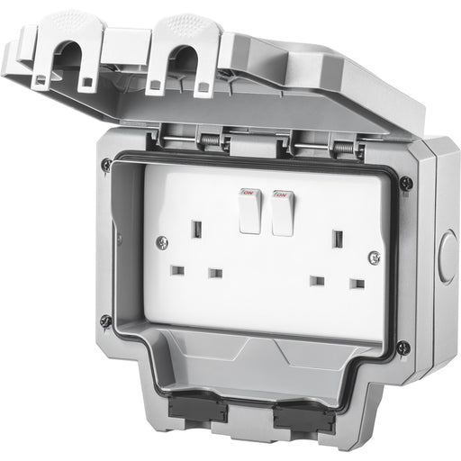 LIVE Electrical WP2G13A-A Weatherproof IP66 13A 2 Gang Switched Socket - westbasedirect.com