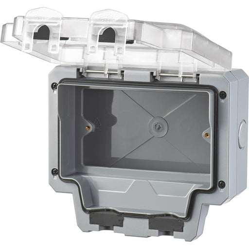 LIVE Electrical WP2G13A-B Weatherproof IP66 13A 2 Gang Empty Enclosure - westbasedirect.com