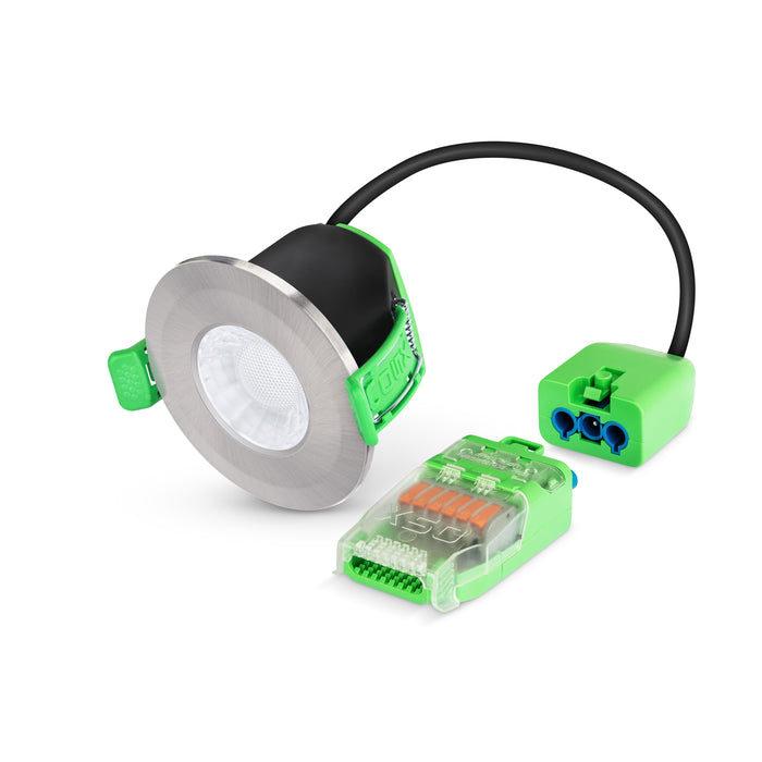 JCC JC1102/BN X50 Fire rated downlight Tilt 3W/5W IP65 3000/4000/5700K 400/650 lms Brushed nickel - westbasedirect.com