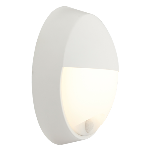 Ansell AHELED/EW/PIR Helder 12.5W IP54 CCT Circular Eyelid Bulkhead c/w PIR White 3000K/4000K/6000K - westbasedirect.com