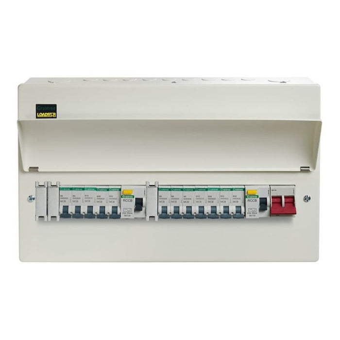 Crabtree LS15BUB12HI Loadstar 15 Way High Integrity Consumer Unit with 100A Main Switch, 2x80A 30mA Type A RCD & 12 MCBs - westbasedirect.com