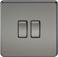 Knightsbridge SF3000BNx10 Screwless 10AX 2G 2-Way Switch - Black Nickel (10 Pack)