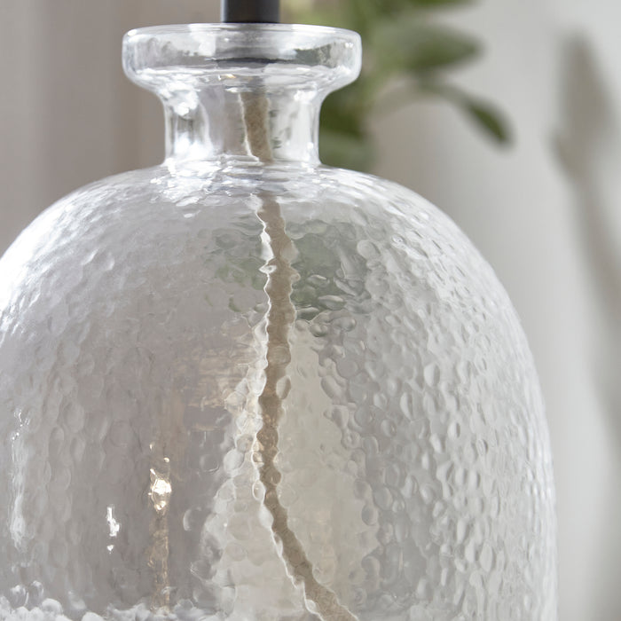 Endon 100910 Lyra 1lt Table Clear textured glass & matt black 7W LED E14 (Required) - westbasedirect.com