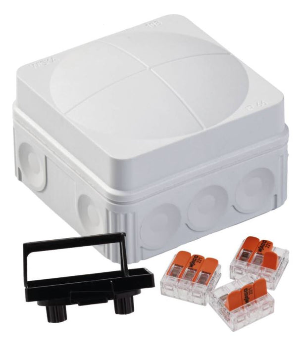 Wiska 10111272 COMBI 108 Junction Box + 3x 3-pole WAGO 221-413 Connectors - Light Grey - westbasedirect.com
