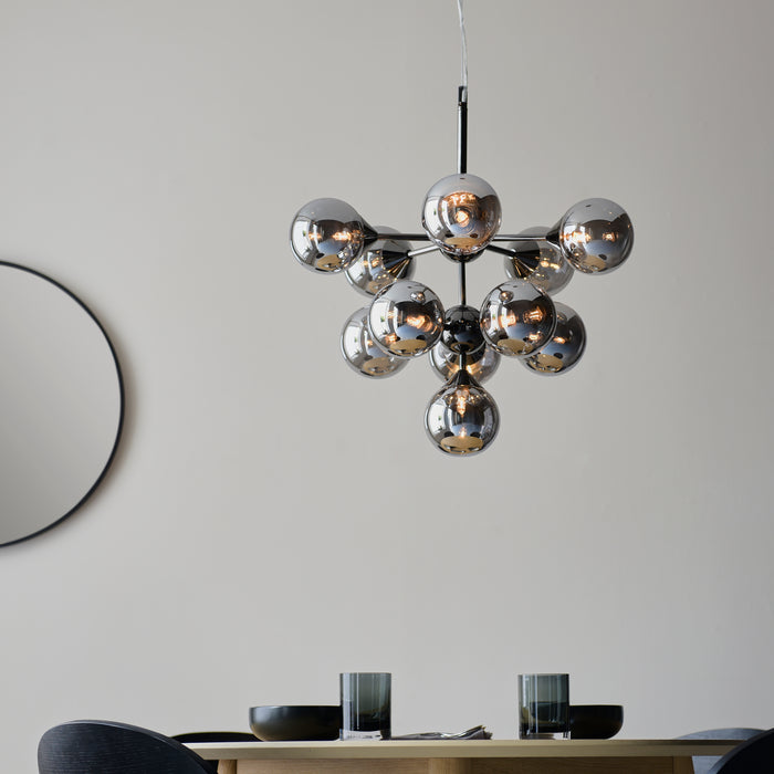 Endon 101147 Oscar 11lt Pendant Black chrome plate & smoked mirror glass 11 x 3W LED G9 (Required) - westbasedirect.com