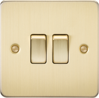 Knightsbridge FP3000BBx10 Flat Plate 10AX 2G 2-Way Switch - Brushed Brass (10 Pack)