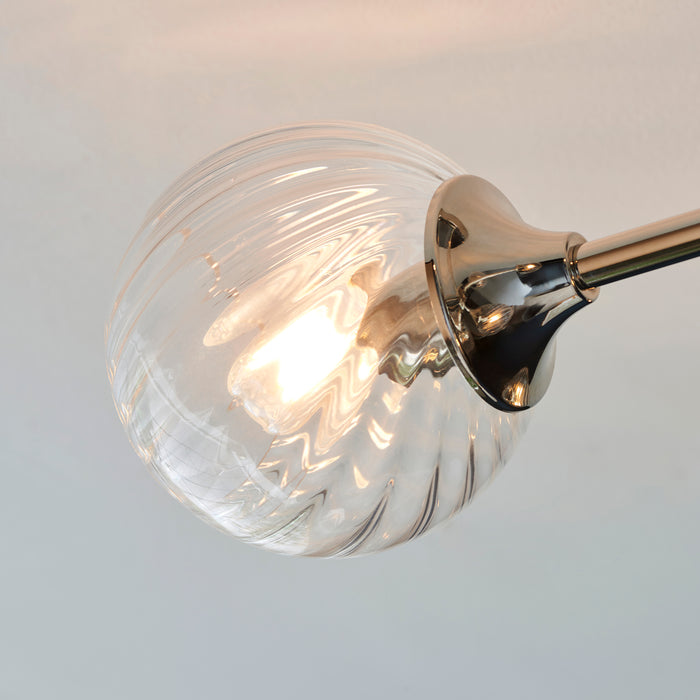 Endon 104050 Allegra 6lt Semi flush Bright nickel plate & clear spiral glass 6 x 7W LED E14 (Required) - westbasedirect.com