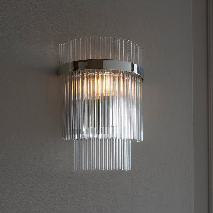 Endon 104114 Marietta 1lt Wall Bright nickel plate & clear glass 6W LED E14 (Required) - westbasedirect.com