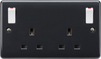 Knightsbridge PM9001 Part M 13A 2G DP switched socket with White Outboard Rockers