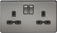 Knightsbridge SFR9000BNx5 Screwless 13A 2G DP Switched Socket - Black Nickel + Black Insert (5 Pack)