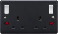 Knightsbridge PM9001N Part M 13A 2G DP switched socket with White Outboard Rockers + Neons