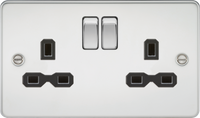 Knightsbridge FPR9000PCx5 Flat Plate 13A 2G DP Switch Socket - Polished Chrome + Black Insert (5 Pack)