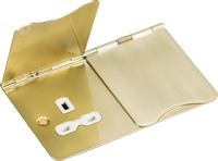 Knightsbridge FPR9UBBW Flat Plate 13A 2G Unswitched Floor Socket - Brushed Brass + White Insert