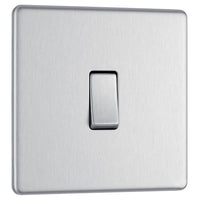 BG FBS13 Flatplate Screwless 20A 16AX Intermediate Light Switch - Brushed Steel