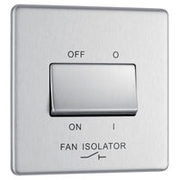 BG FBS15 Flatplate Screwless Fan Isolator Switch TP 10A - Brushed Steel