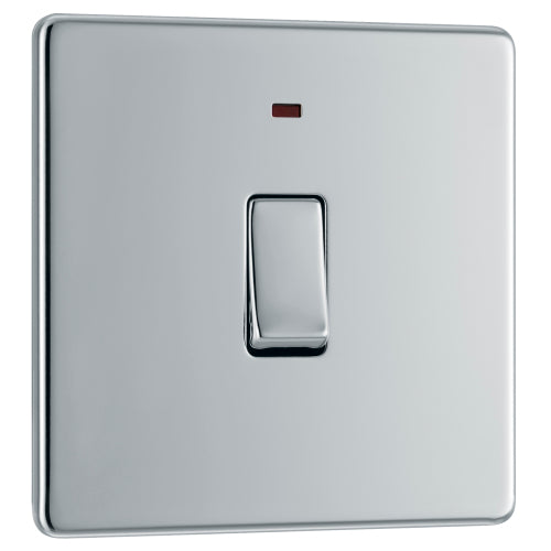 BG FPC31 Flatplate Screwless 20A DP Switch + Neon - Polished Chrome - westbasedirect.com