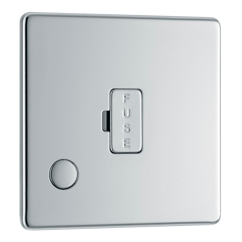 BG FPC55 Flatplate Screwless Unswitched Spur + Cable Outlet - Polished Chrome - westbasedirect.com