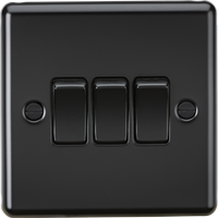Knightsbridge CL4MBB Rounded Edge 10AX 3G 2 Way Plate Switch - Matt Black