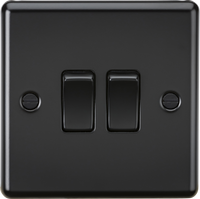 Knightsbridge CL3MBBx10 Rounded Edge 10AX 2G 2-Way Plate Switch - Matt Black (10 Pack)