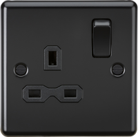 Knightsbridge CL7MBB Rounded Edge 13A 1G DP Switched Socket - Matt Black