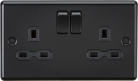 Knightsbridge CL9MBBx5 Rounded Edge 13A 2G DP Switched Socket - Matt Black (5 Pack)