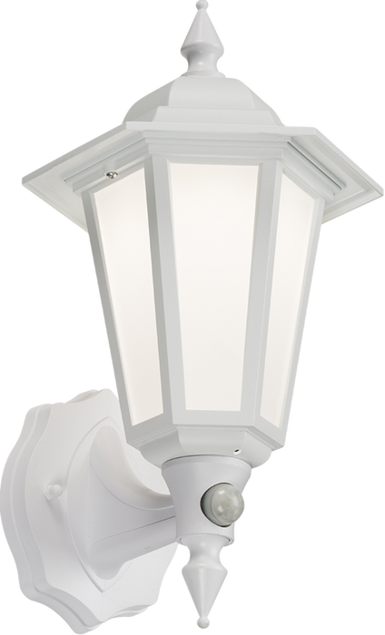Knightsbridge LANT2W 230V IP54 8W LED Wall Lantern with PIR - White - westbasedirect.com