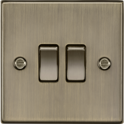 Knightsbridge CS3AB Square Edge 10AX 2G 2-Way Plate Switch - Antique Brass - westbasedirect.com