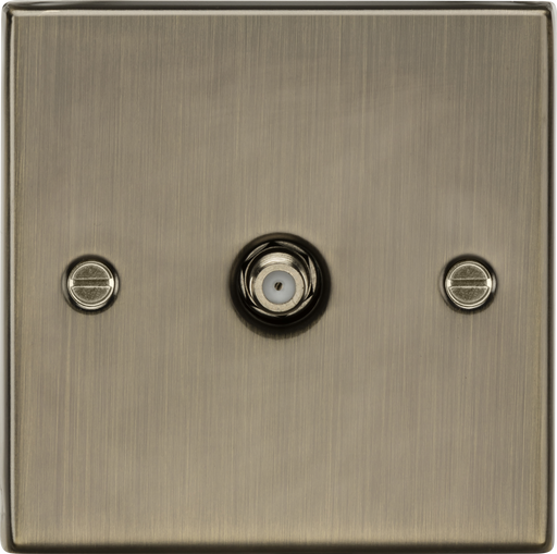 Knightsbridge CS015AB Square Edge SAT TV Outlet - Antique Brass - westbasedirect.com
