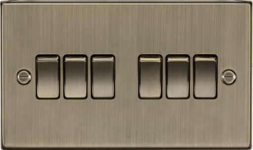 Knightsbridge CS42AB Square Edge 10AX 6G 2-Way Plate Switch - Antique Brass - westbasedirect.com
