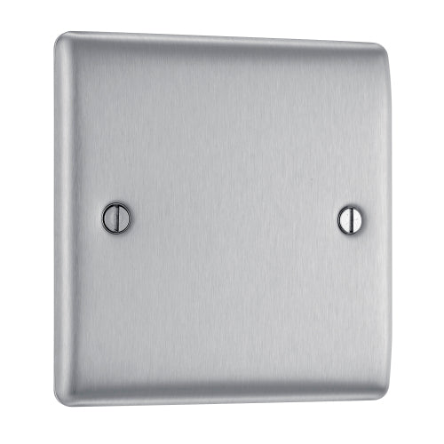 BG NBS94 Nexus Metal Single Blanking Plate - Brushed Steel - westbasedirect.com