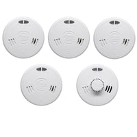 Kidde Slick 4x 2SFWR Optical Smoke & 1x 3SFWR Heat Alarm Kit Mains Powered with Sealed-In Rechargeable Battery Back-Up