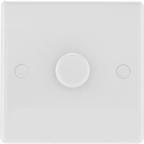 BG 881P White Round Edge 2-Way Single Leading Edge Dimmer Push On/Off - westbasedirect.com
