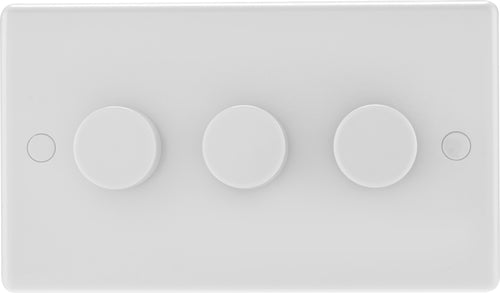 BG 883P White Round Edge 2-Way Triple Leading Edge Dimmer Push On/Off - westbasedirect.com