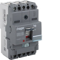 Hager HDA025U 25A 18kA Triple Pole Adjustable Thermal TM MCCB h3 x160