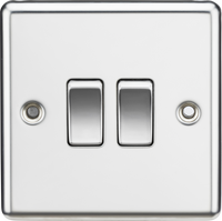 Knightsbridge CL3PCx10 Rounded Edge 10AX 2G 2-Way Plate Switch - Polished Chrome (10 Pack)