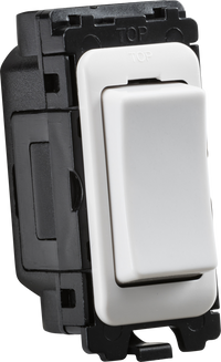 Knightsbridge CUGM23 White Curved Edge 20AX 2-way Retractive Switch Module (Centre Off)