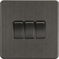 Knightsbridge SF4000SB Screwless 10AX 3G 2-Way Switch - Smoked Bronze