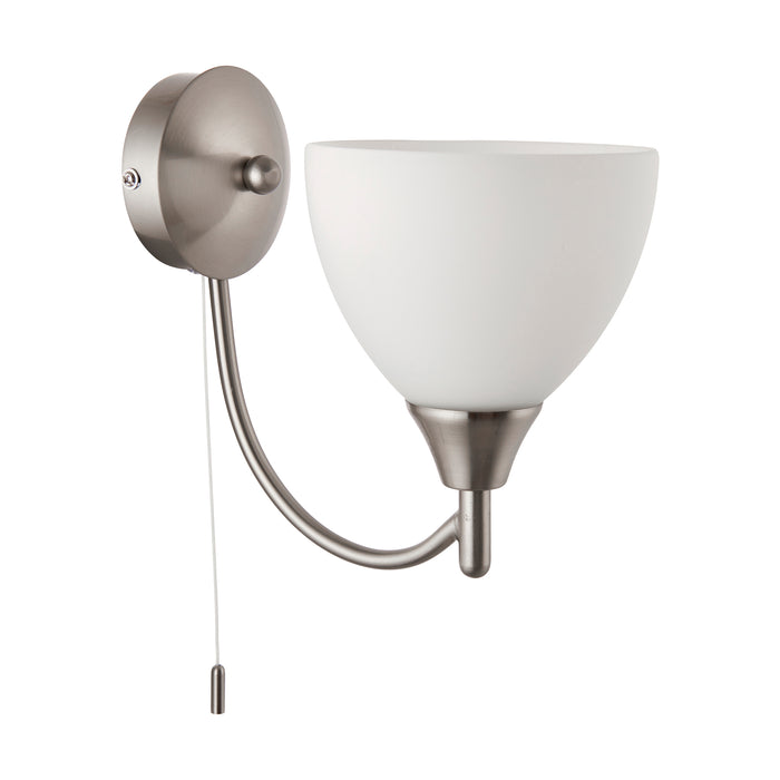 Endon 1805-1SC Alton 1lt Wall Satin chrome plate & opal glass 60W E14 golf (Required) - westbasedirect.com