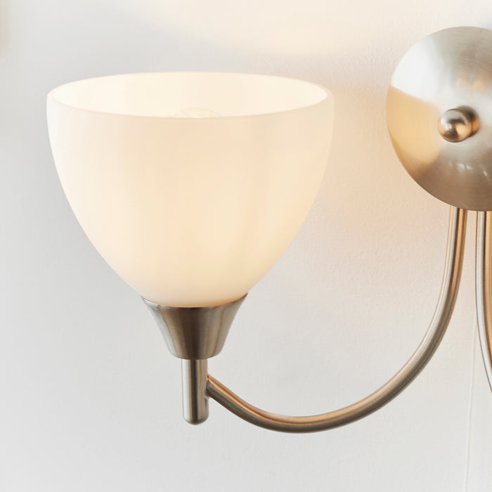 Endon 1805-2SC Alton 2lt Wall Satin chrome plate & opal glass 2 x 60W E14 golf (Required) - westbasedirect.com