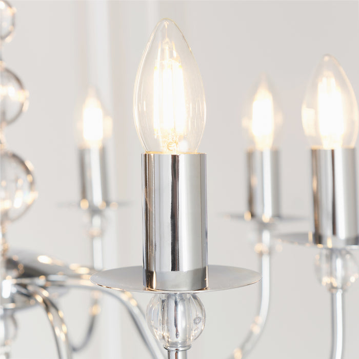 Endon 2013-8CH Parkstone 8lt Pendant Chrome plate & clear glass 8 x 60W E14 candle (Required) - westbasedirect.com