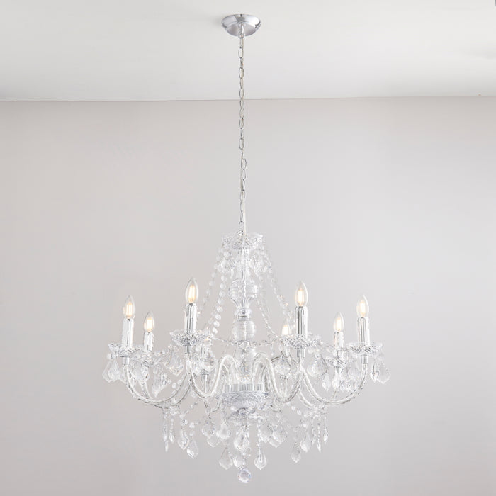 Endon 308-8CL Clarence 8lt Pendant Clear acrylic & chrome plate 8 x 60W E14 candle (Required) - westbasedirect.com