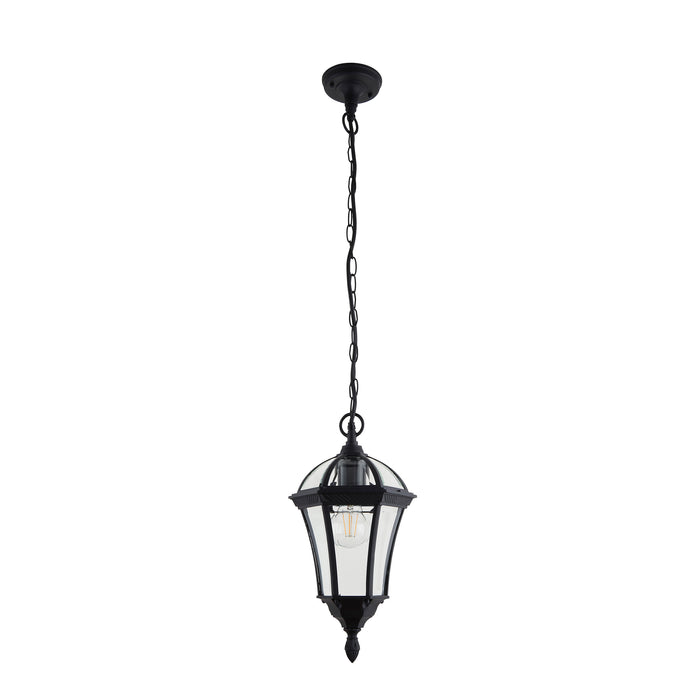 Endon YG-3503 Drayton 1lt Pendant Textured black & clear glass 60W E27 GLS (Required) - westbasedirect.com