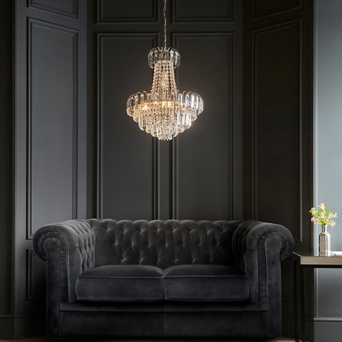 Endon 96826-CH Amadis 6lt Pendant Clear glass & chrome plate 6 x 6W LED E14 (Required) - westbasedirect.com