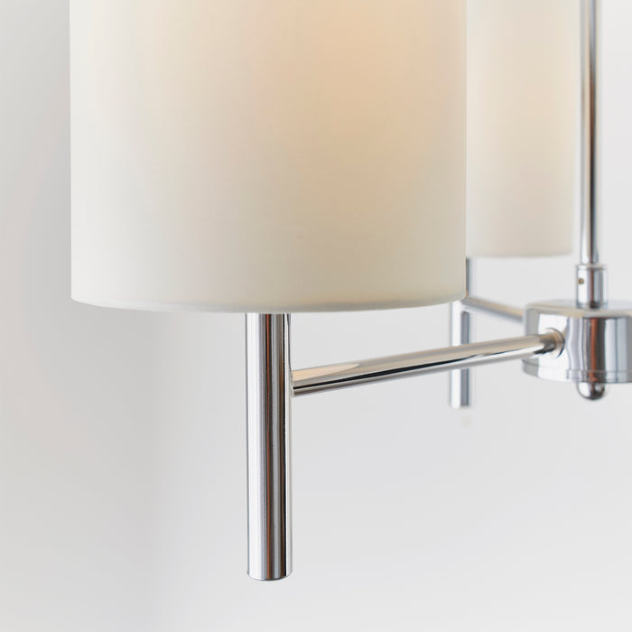 Endon BRIO-3CH Brio 3lt Semi flush Chrome plate & vintage white fabric 3 x 40W E14 golf (Required) - westbasedirect.com
