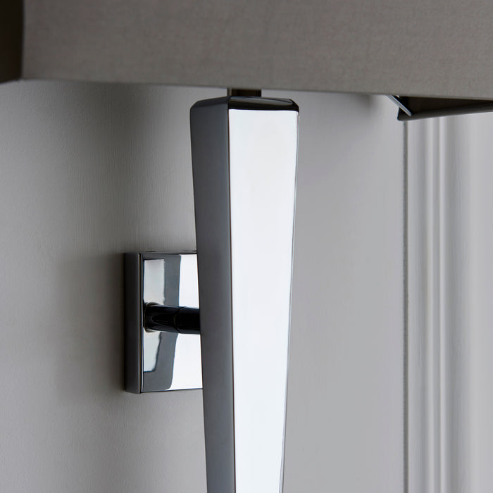 Endon CORVINA-1WB Corvina 1lt Wall Dark wood, bright nickel plate & mink fabric 40W E14 golf (Required) - westbasedirect.com