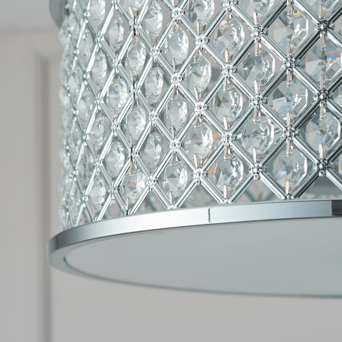 Endon HUDSON-3CH Hudson 3lt Flush Chrome plate & clear crystal 3 x 60W E27 GLS (Required) - westbasedirect.com